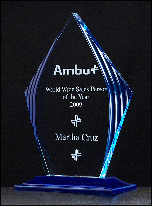 Flame Series Acrylic Award with Blue Accents