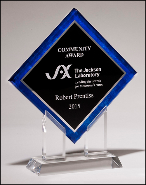 Diamond Series Blue Acrylic Award with Stand