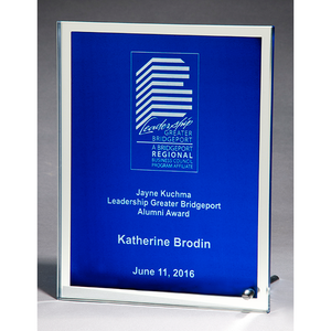 Blue Glass Plaque with Mirror Border