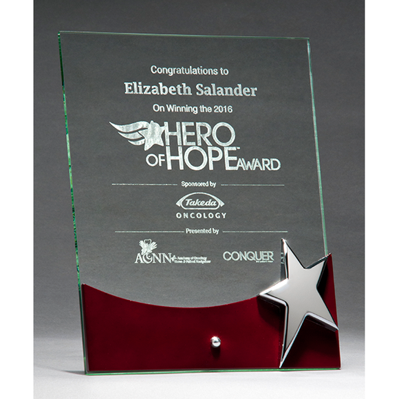 Silver Star Glass Award with Rosewood Accent