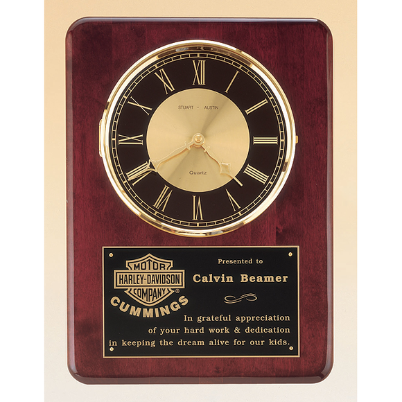 Rosewood Stained Piano Finish Wall Clock – 12” x 15”