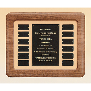14" x 17" Perpetual Plaque with 12 Plates with Tan Velour