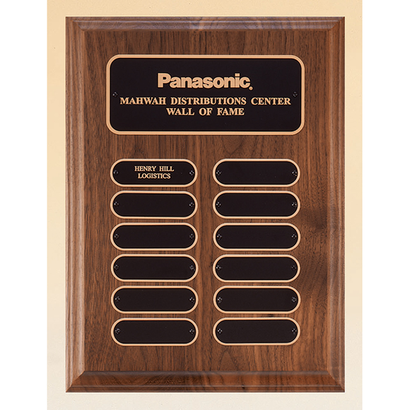 Solid American Walnut Plaque with 12 Oval Plates